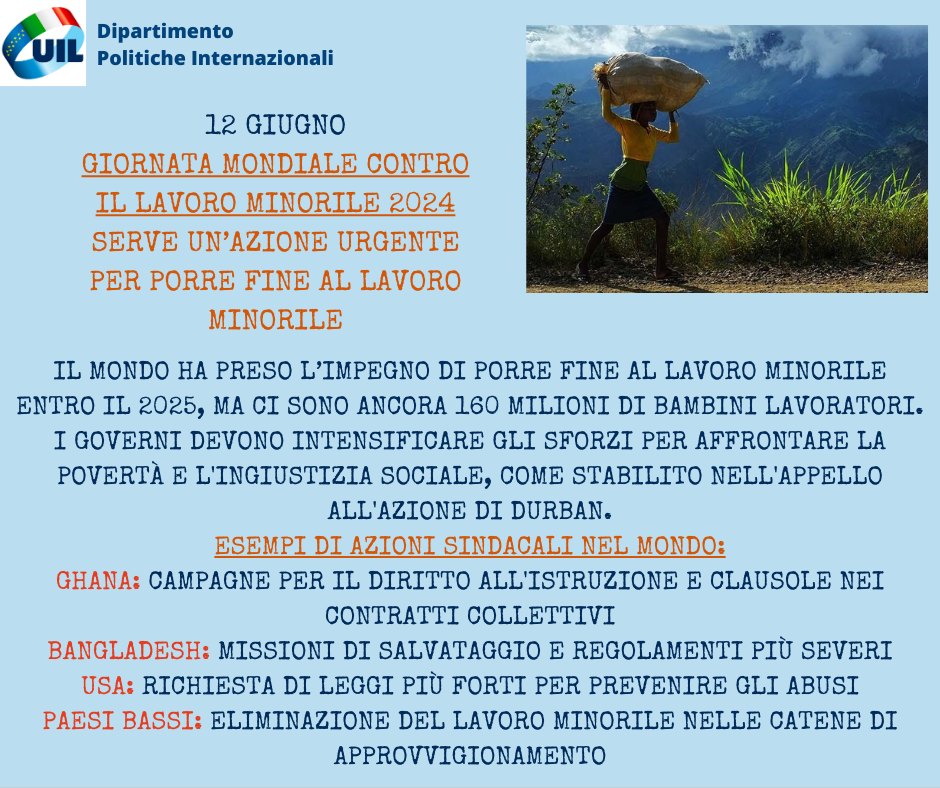 Giornata mondiale contro il lavoro minorile 